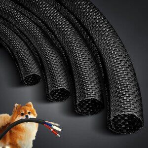 Cat Dog Cord Protectors from Pets No Chew 25ft 1/4inch Rabbits Cable Sleeves